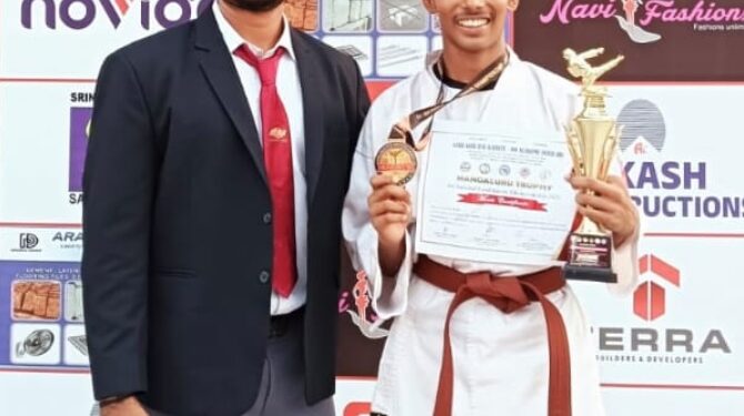 ರಾಷ್ಟ್ರೀಯ ಮಟ್ಟದ ಕರಾಟೆಡ್ ಬಂಗಾರ್ದಪದಕ ಗೆಂದಿನ ತ್ರಿಶೂಲ್